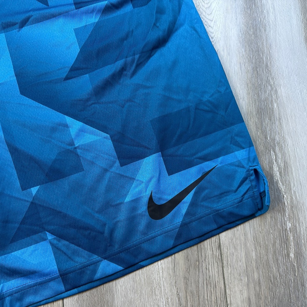 Nike Shorts Mens 2XLT Tall Blue Black Run Running Athletic Gym Geo Camo Men - Picture 2 of 9